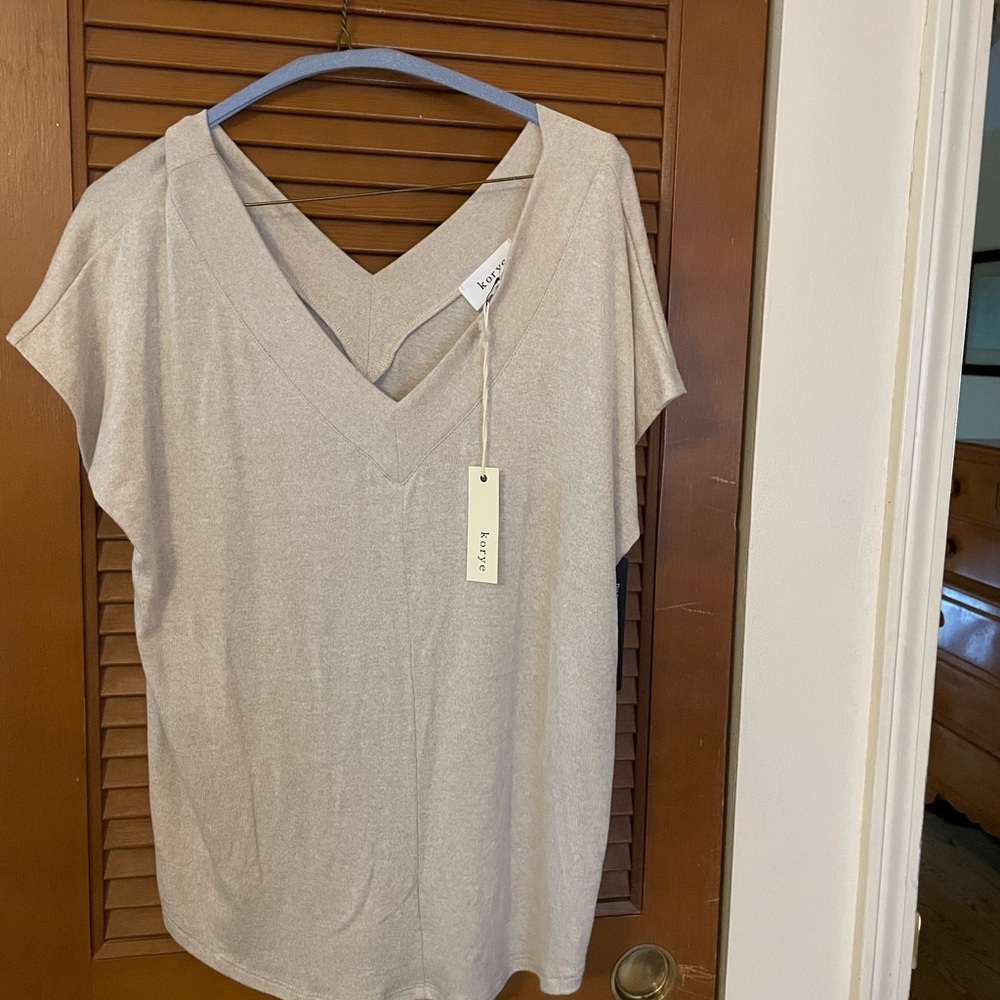 Luxe Beige V-Neck Women's Top